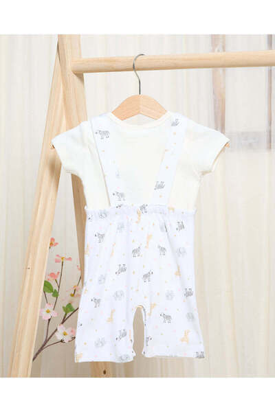 REDTAG Baby White Bodysuit And Dungaree Set (2 Piece)