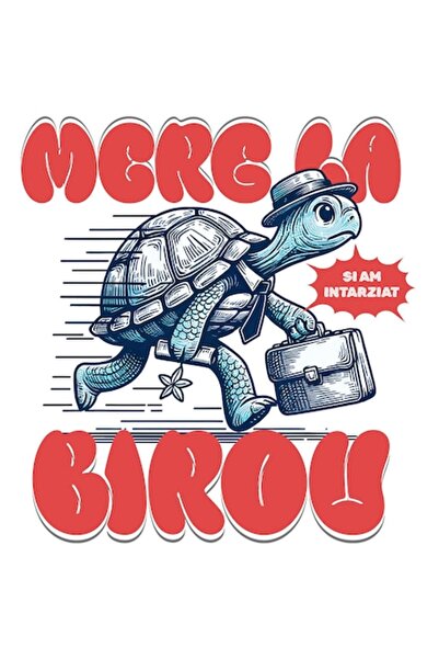 OEM Autocolant: Broască țestoasă cu pălărie și cravată alergând cu servietă -...