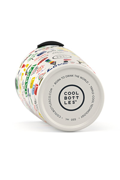 Cool Bottles Eddie Baehr Good Vibes Steel Water Bottle - 550ml - Beige Std