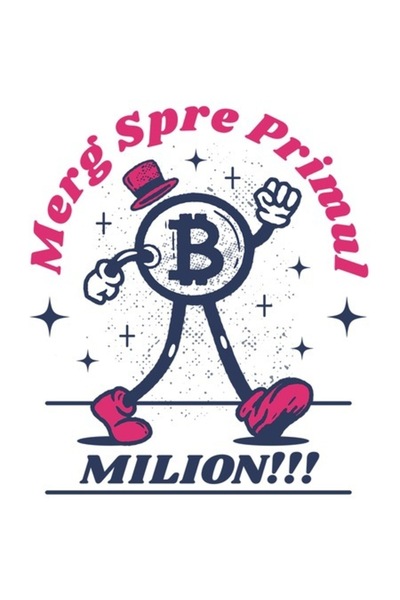 OEM Pink-Hatted Little Man Bitcoin Sticker – 'Going for the First Million!', ...