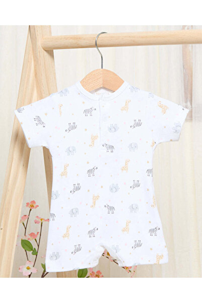 REDTAG Baby White Printed Romper Suit Set (Pack of 2)