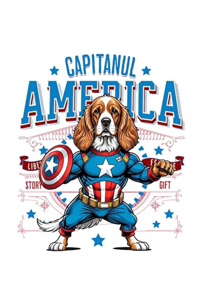 OEM Autocolant Cocker Spaniel - Câine în costum de Căpitan America, vinil PVC...