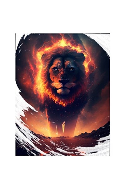 OEM Autocolant - Portret de leu victorios în flăcări, stil Regele Leu, vinil ...