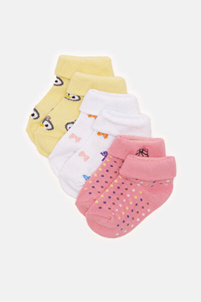 REDTAG Infant Girls Assorted Jacquard Socks Set (3 Pairs)