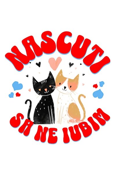 OEM Αυτοκόλλητο ζευγάρι γατών μαύρο & πορτοκαλί, κείμενο «Born to Love», λευκ...