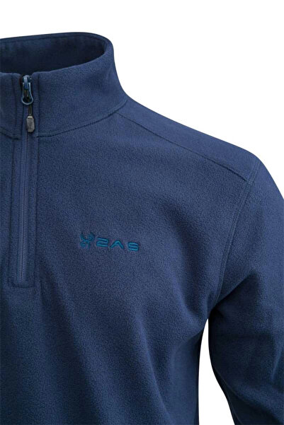 2AS Cedric Мъжка тънка поларна блуза с половин цип, тъмносиня