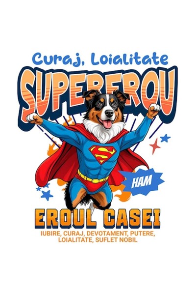 OEM Αυστραλιανός Ποιμενικός Αυτοκόλλητο με Στολή Σούπερμαν, PVC Βινύλιο 23 cm