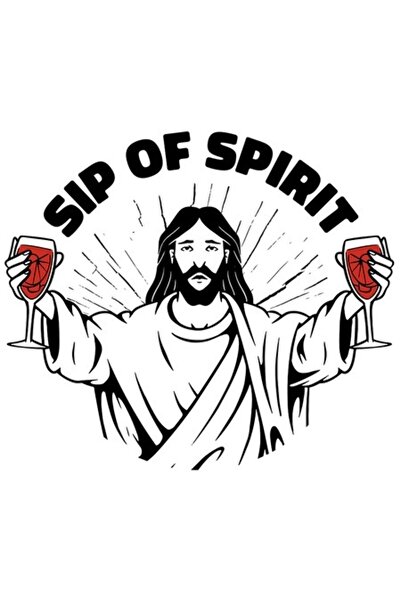 OEM Autocolant din vinil PVC — Figură masculină (stil Iisus) ținând o băutură...