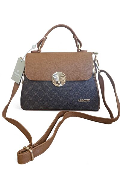 Armine Stylishly Designed Practical Shoulder Bag Brown Dotted