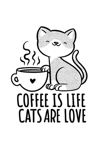 OEM Autocolant cu pisică și ceașcă mare de cafea fierbinte, mesaj în engleză,...