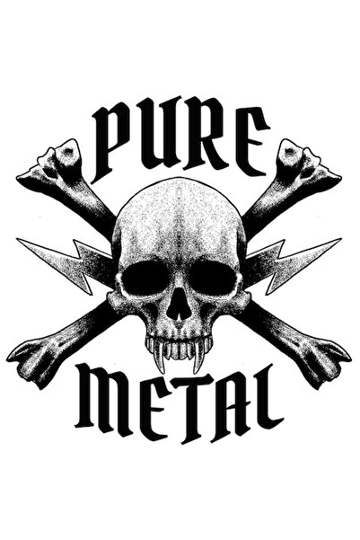 OEM Autocolant Pure Metal cu craniu și oase încrucișate, bordură albă, vinil ...