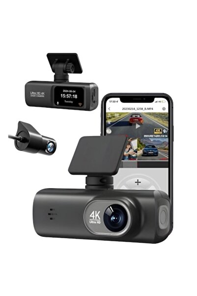 QOVU V22 Dash Camera DVR 4K Front + 2K Rear/Interior, WiFi, 170°