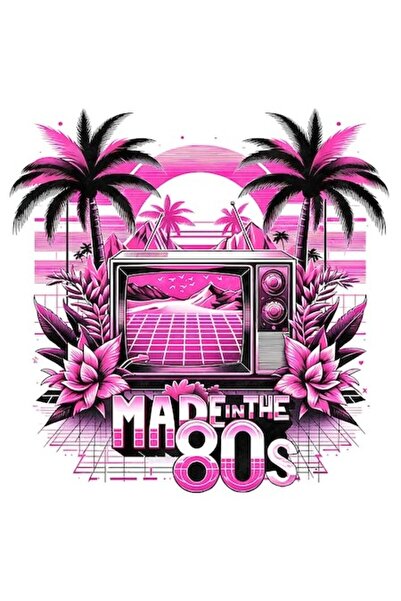 OEM Autocolant „Fabricat în anii '80” – Ilustrație TV retro, vinil PVC, 28 cm