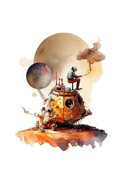 OEM Autocolant pictat cap de robot, temă Robotică și Marte, multicolor, bordu...