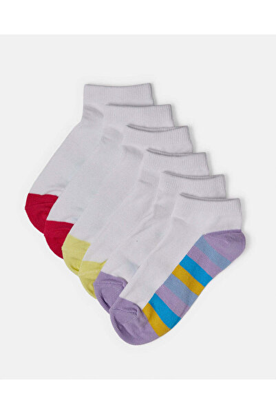 REDTAG Girls White Jacquard Ankle Length Socks (3 Pairs)