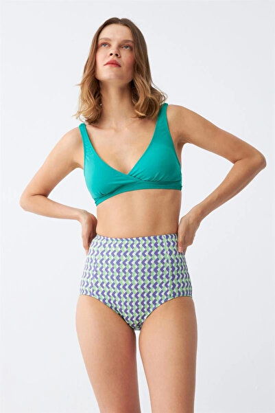 alfa expres Clothing Women Green Padded Geometric Pattern High Waist Bikini Set
