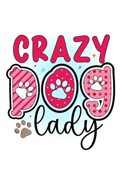 OEM Autocolant Crazy Dog Lady - Fundal albastru cu bordură albă, vinil PVC, 2...