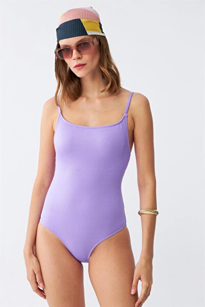 alfa expres Clothing Women's Lilac Minimal Strappy One-Piece Swimsuit
