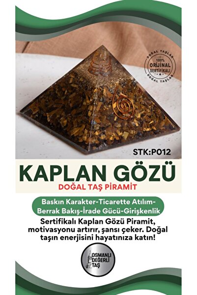 OSMANLI DEĞERLİ TAŞ Sertifikalı Kaplan Gözü Doğal Taş Piramit No:2 P012