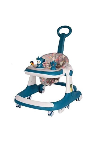 AMYMAT Multifunctional Baby Walker - Plastic Frame, Safety Wheels, 6-36 months - Blue