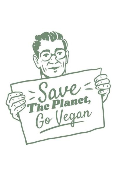 OEM Autocolant „Salvați planeta, deveniți vegani” - Bărbat cu pancartă, vinil...