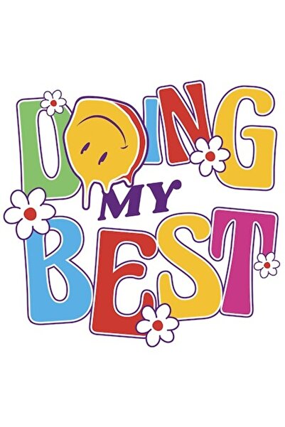 OEM Autocolant în stil graffiti „Doing My Best” cu zâmbet care picură, flori,...