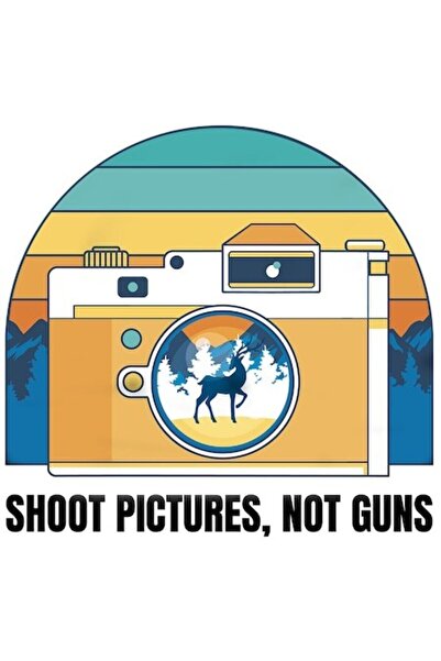 OEM Autocolant cu cameră foto cu cerbi, „Shoot Pictures Not Guns” (Trageți im...