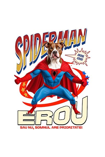 OEM Autocolant Pitbull în costum de Spider-Man, vinil PVC, 15 cm