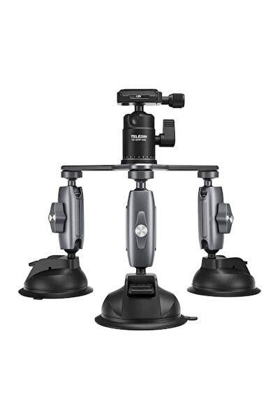 TELESIN Suport cu ventuză cu 3 brațe pentru telefoane și camere de acțiune, o...