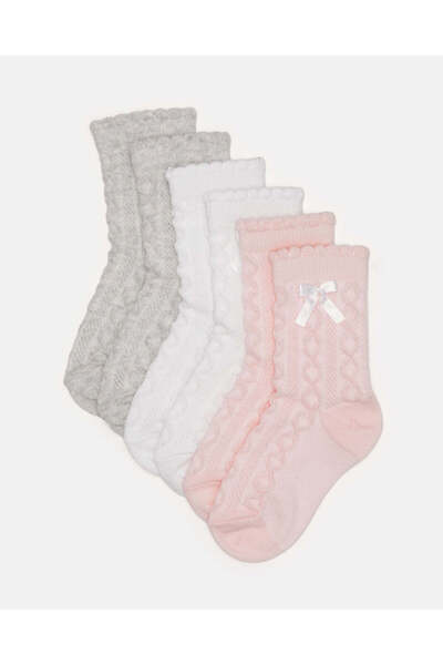 REDTAG Infant Girls Assorted Ankle Length Socks (Pack Of 3)