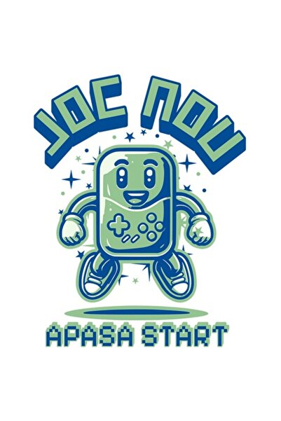 OEM Autocolant joystick joc vintage „Joc nou apăsați start”, vinil PVC, 15 cm