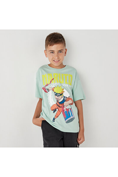 TV TOKYO تي شيرت بطبعة ناروتو ورقبة دائرية وأكمام قصيرة