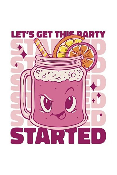 OEM Αυτοκόλλητο - Χαμογελαστό πρόσωπο με καλοκαιρινό ποτό "Let's start the pa...