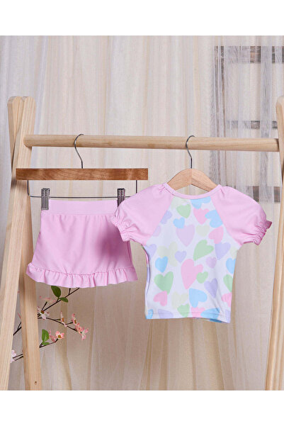 REDTAG Infant Girls Pink Printed Swimsuit (2 Piece)