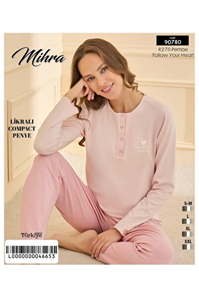Mihra 90780 Women's Semi-Patchwork Long Sleeve Pajama Set