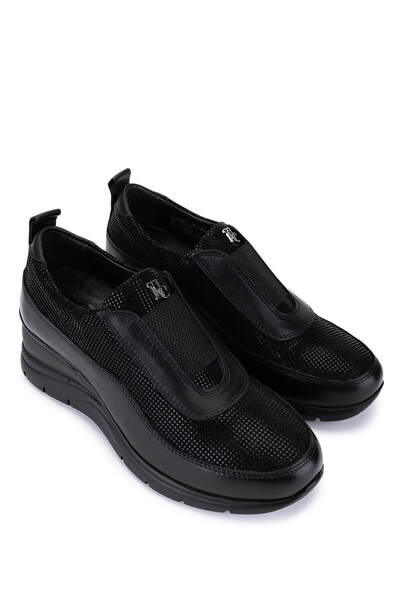 Tamer Tanca Women's Genuine Leather Black Casual Shoes