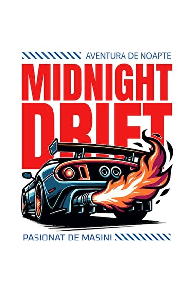 OEM Powerful Car Sticker "Midnight Drift" – PVC Vinyl, White Edges, 23 cm