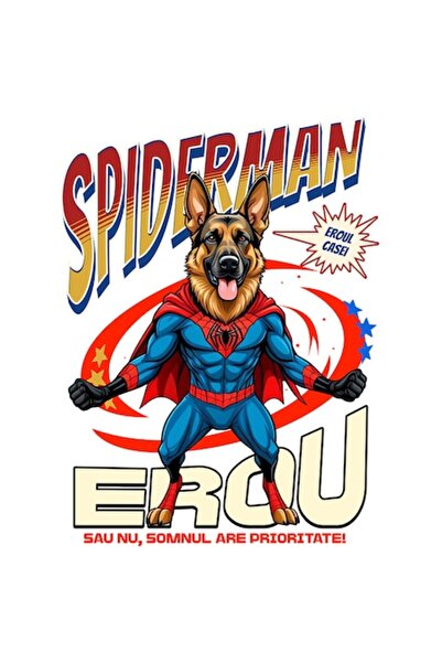 OEM Autocolant Ciobănesc German în costum de Spider-Man, vinil PVC, 28 cm