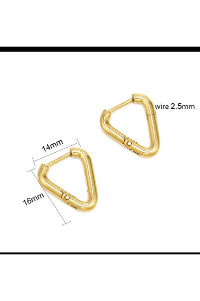 Arescollection 1 Pair Stainless Steel Unisex Triangle Hoop Earrings