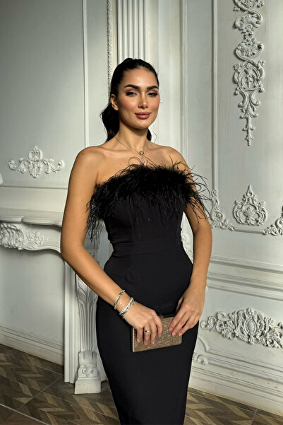 Sindimoda Efsun Straplez Otriş Detay Midi Elbise 9309