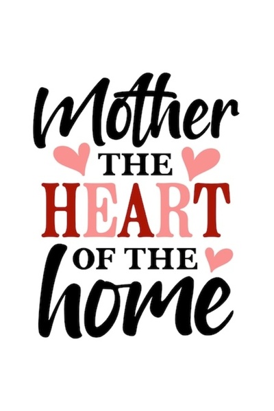 OEM Autocolant cu text în engleză „Mama, inima căminului”, inimioare roșii, b...