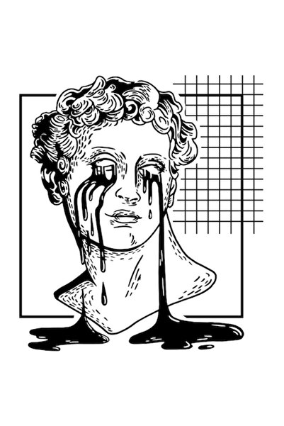 OEM Autocolant personalizat „Statuie plângândă”, artă, abstractă, digitală, m...