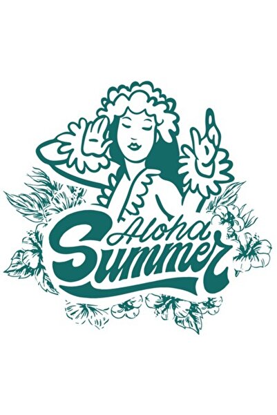 OEM Autocolant Aloha Summer Hula Dancer, cu margini albe, vinil PVC 15 cm