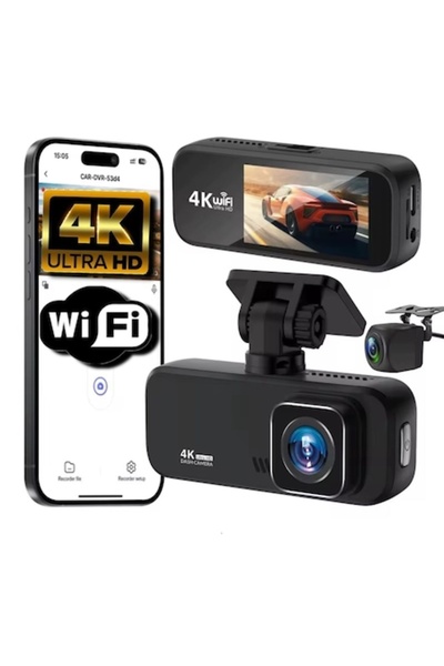 AMYMAT Dual 4K Dash Cam Front+Rear, 2" Screen, Wi-Fi, GPS, Night Vision, G-Sensor