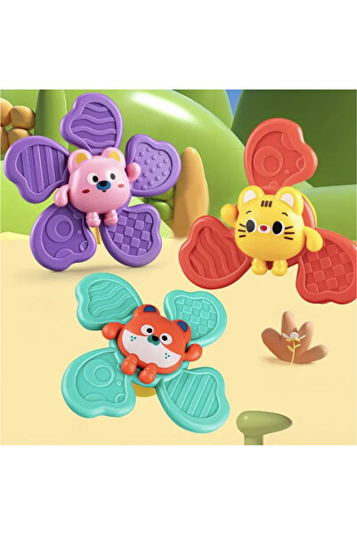 Krista Set of 3 sensory toys with spinner and suction cup, Animalute, for babies