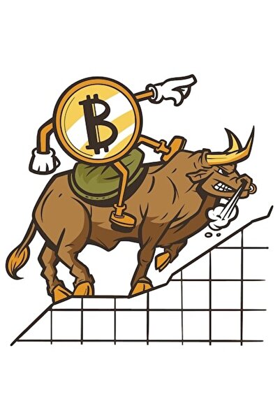 OEM Autocolant Bitcoin cu omulețul cățărător, taur, vinil PVC, bordură albă, ...