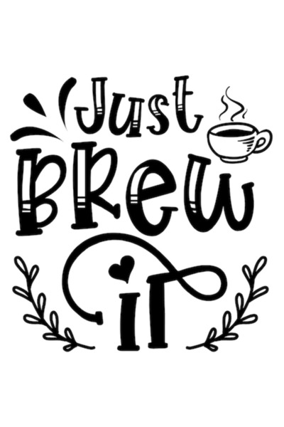 OEM Autocolant boabe de cafea Just Brew It, negru cu bordură albă, vinil PVC,...