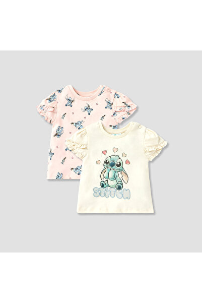 Disney Sticth Print T-shirt with Ruffle Sleeves - Set of 2