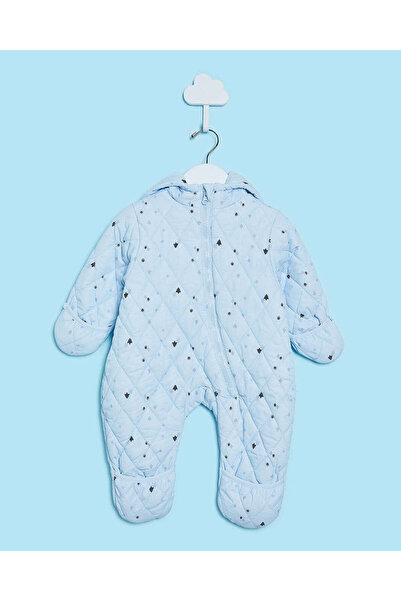 REDTAG Baby Sky Blue Printed Padded Hooded Coat