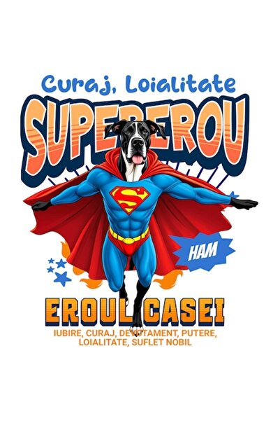 OEM Autocolant câine german costumat de Superman, vinil PVC, 10 cm